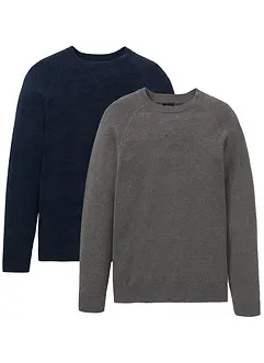 Maglione in filato fine di puro cotone (pacco da 2), bonprix
