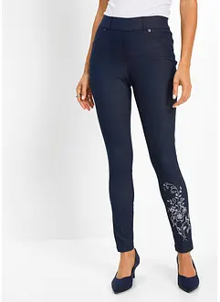 Jeggings con stampa floreale e strass, bonprix