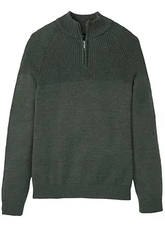 Maglione con zip, taglio comfort e cotone, bonprix