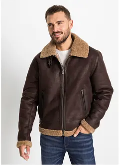 Giubbotto bomber in similpelle con interno foderato, bonprix