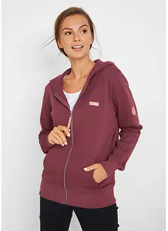 Felpa con zip e cappuccio in puro cotone, bonprix