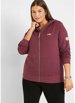 Felpa con zip e cappuccio in puro cotone, bonprix