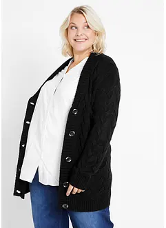 Cardigan con collo a scialle e lavorazione a trecce, bonprix