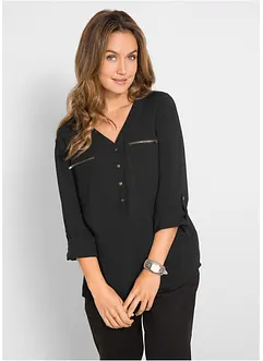 Blusa in viscosa con scollo a V e maniche lunghe, bonprix