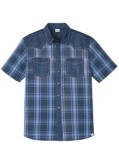 Camicia a maniche corte con inserto denim, bonprix