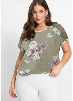 Maglia fantasia con pizzo, bonprix
