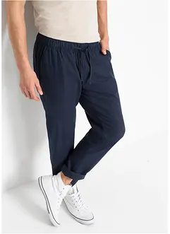 Pantaloni chino in misto lino con elastico in vita regular fit, straight, bonprix