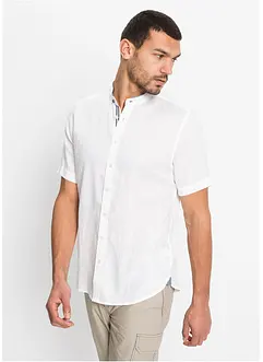 Camicia a maniche corte in lino con colletto alla coreana, bonprix