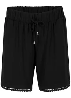 Shorts in jersey con cinta comoda e pizzo in misto viscosa, bonprix