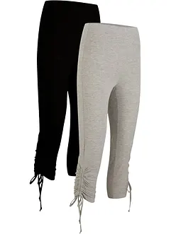 Leggings capri con arricciature (pacco da 2), bonprix