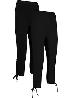 Leggings capri con arricciature (pacco da 2), bonprix