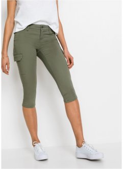 Pantaloni capri in twill batik con cinta comoda Verde Bonprix Donna Abbigliamento Pantaloni e jeans Pantaloni Pantaloni capri 