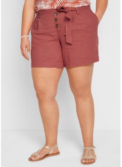 Shorts con bottoni e cintura in misto lino, bpc bonprix collection