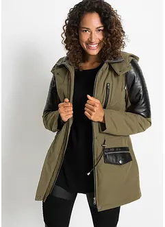 Parka con inserti in similpelle, bonprix