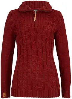 Maglione con collo, zip e lavorazione a trecce, bonprix
