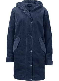 Parka svasato in velluto con fodera in pile teddy e cappuccio, bonprix