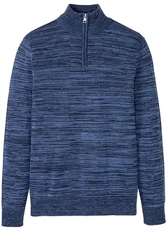 Maglione melange con zip e cotone, bonprix