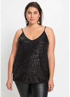 Top in jersey con paillettes, bonprix