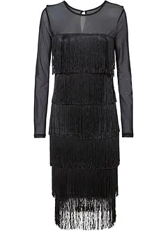 Abito midi in mesh con frange, bonprix