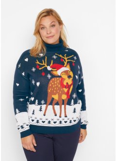 Maglione natalizio in maglia fine a collo alto, bpc bonprix collection