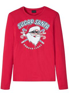Maglia a maniche lunghe con motivo natalizio, slim fit, RAINBOW