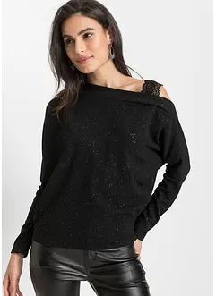 Maglia monospalla glitterata, bonprix