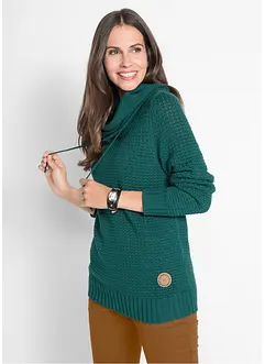 Maglione a collo alto con cordoncino, bonprix