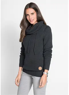 Maglione a collo alto con cordoncino, bonprix