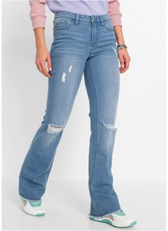 Jeans a zampa effetto sdrucito con poliestere riciclato, RAINBOW