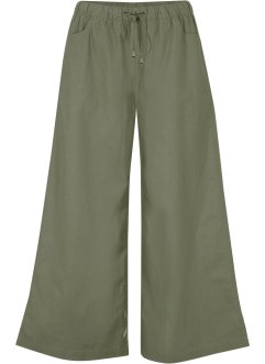 Pantaloni cropped in misto lino larghi con elastico in vita, bpc bonprix collection