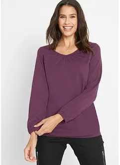 Maglia a maniche lunghe in puro cotone con elastico, bonprix