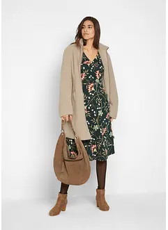 Abito midi in jersey di cotone con effetto a portafoglio, bonprix