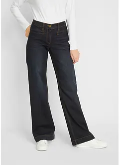 Jeans wide leg con cinta comoda, vita media, bonprix