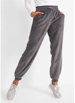 Pantaloni da jogging in pile con fascette al fondo, bonprix