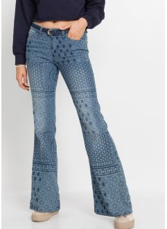 Jeans a zampa con mix di fantasie, RAINBOW