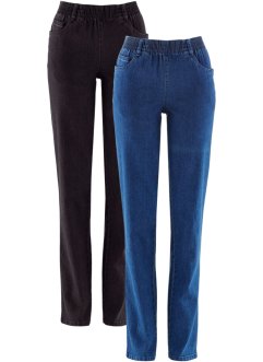 Pantaloni elasticizzati con cinta comoda, straight (pacco da 2), bpc bonprix collection