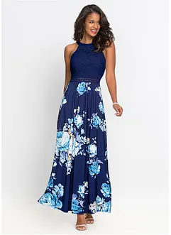 Abito estivo lungo con fantasia floreale e pizzo, bonprix