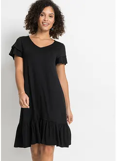 Abito di jersey con balza in misto viscosa, bonprix