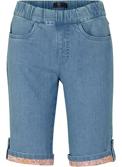 Bermuda in jeans con risvolto colorato, bonprix