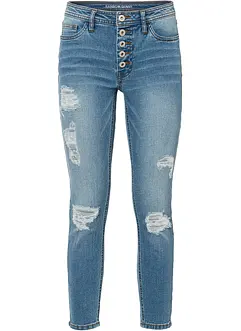 Jeans cropped strappati skinny, bonprix