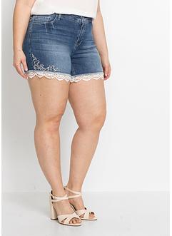 Shorts di jeans con ricami e pizzo, BODYFLIRT