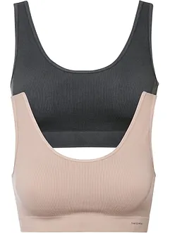 Reggiseno bustier a costine senza cuciture Feel Comfort (pacco da 2), bonprix