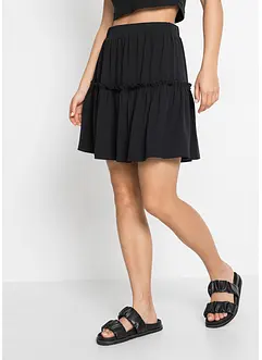 Gonna con balza in jersey di misto viscosa, bonprix