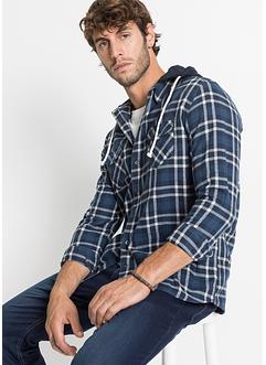 Camicia in flanella a maniche lunghe con cappuccio in felpa staccabile, John Baner JEANSWEAR