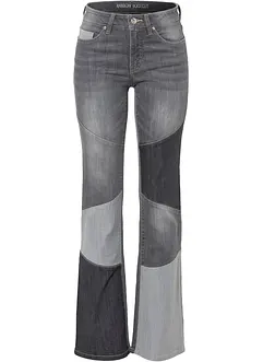 Jeans a zampa, vita media, bonprix
