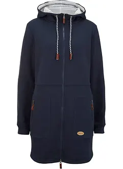 Felpa lunga con zip e cappuccio, bonprix