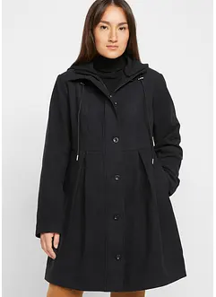 Cappotto svasato con cappuccio e pinces, bonprix