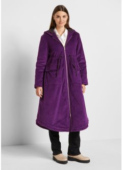 Cappotto in velluto ampio con cappuccio in pile effetto peluche, coulisse e tasche grandi, bpc bonprix collection