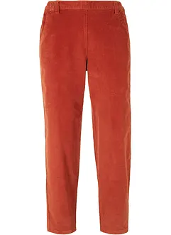 Pantaloni di velluto cropped con cinta comoda a vita alta, bonprix