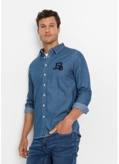 Camicia in jeans a maniche lunghe slim fit Blu Bonprix Uomo Abbigliamento Camicie Camicie denim 